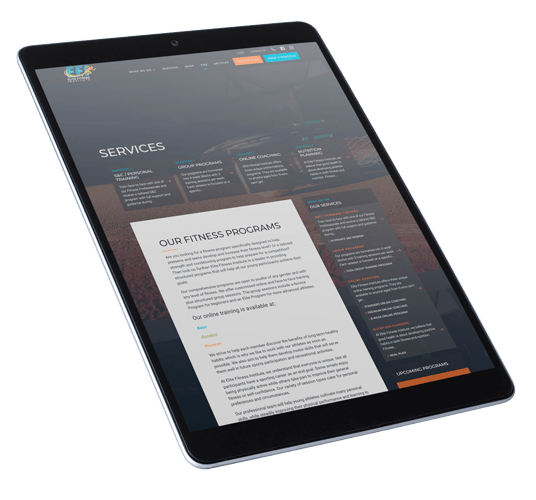 Elite Fitness Institute Tasmania Web Design Mockup by The Tasmanian Web Company on Tablet showing responsive design.